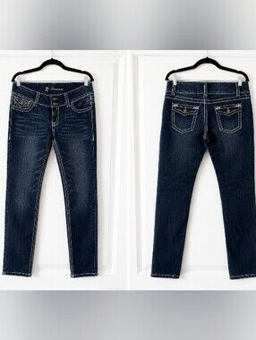 JZ Premium Y2K Mcbling Low Rise Faded Jeans Junior Size 13